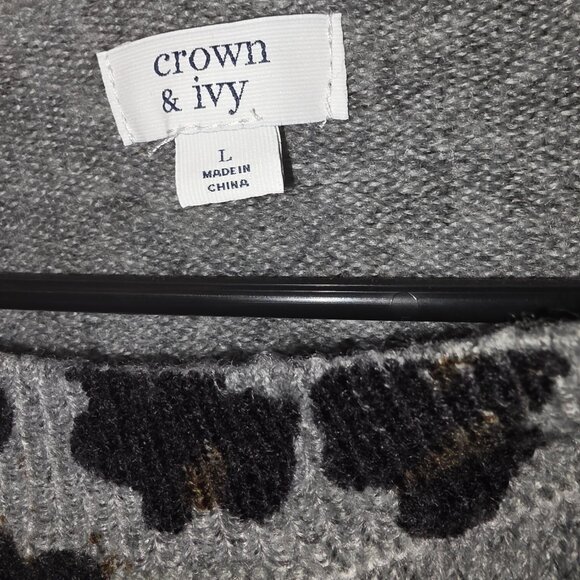 Crown & ivy animal print sweater size large leopard - Picture 2 of 3